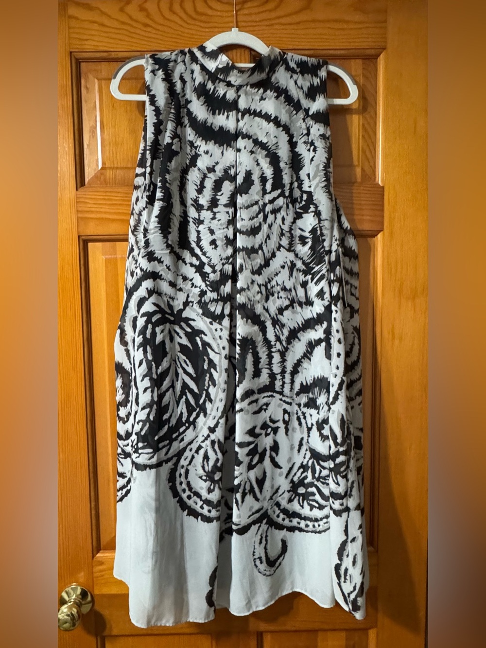 Signature by Robbie Bee Black and White Swirl A-Line Dress